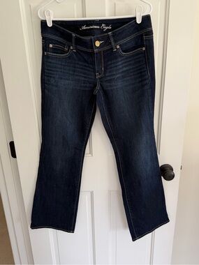 American Eagle Slim Boot Jeans Women’s Size 8 Short Dark Wash Stretch Denim